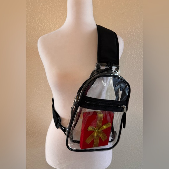 🎒Clear Sling Stadium-Approved Bag with Black Trim by Eastsport - Picture 3 of 16